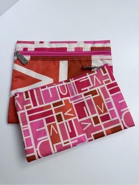 Diane Von Furstenberg DVF Set of 2 Cosmetic Pouches Makeup Bags Palm Beach style
